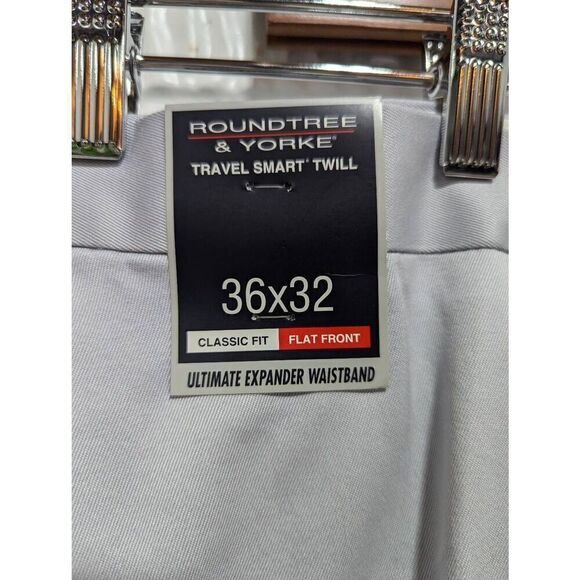 Roundtree & Yorke Men's Light Gray Comfort Waist Twill Pants Size 36 X 32 NWT - Picture 6 of 9